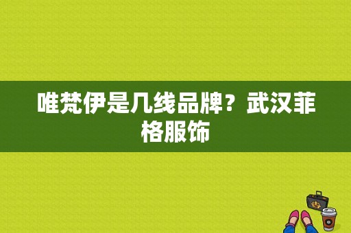 唯梵伊是几线品牌？武汉菲格服饰-图1